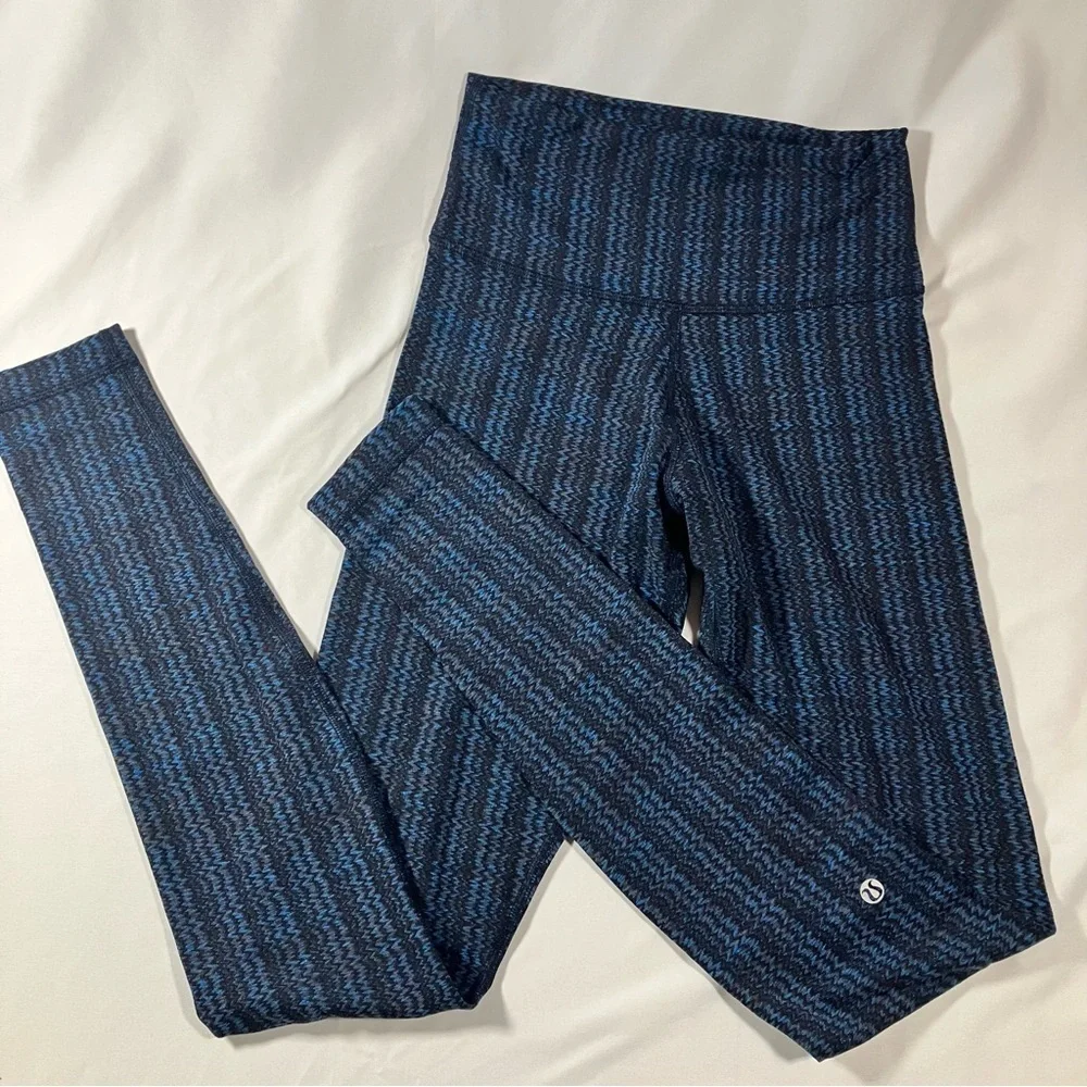 Lululemon Wunder Under High Low Ziggy Wee August Inkwell pattern blue leggings 4